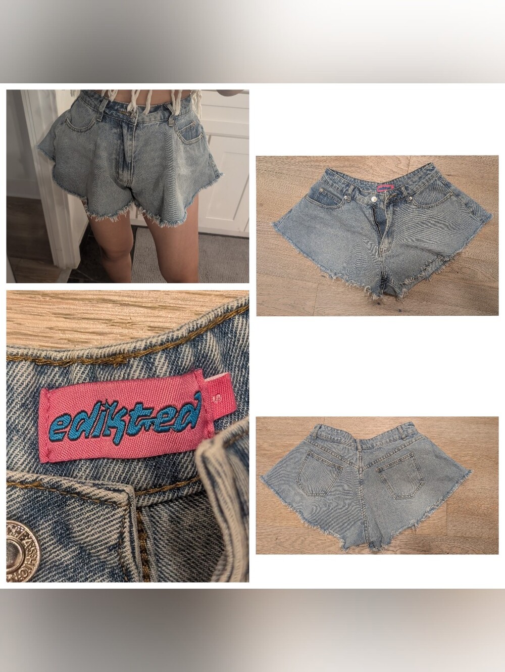 Edikted Size S Flared Denim Shorts